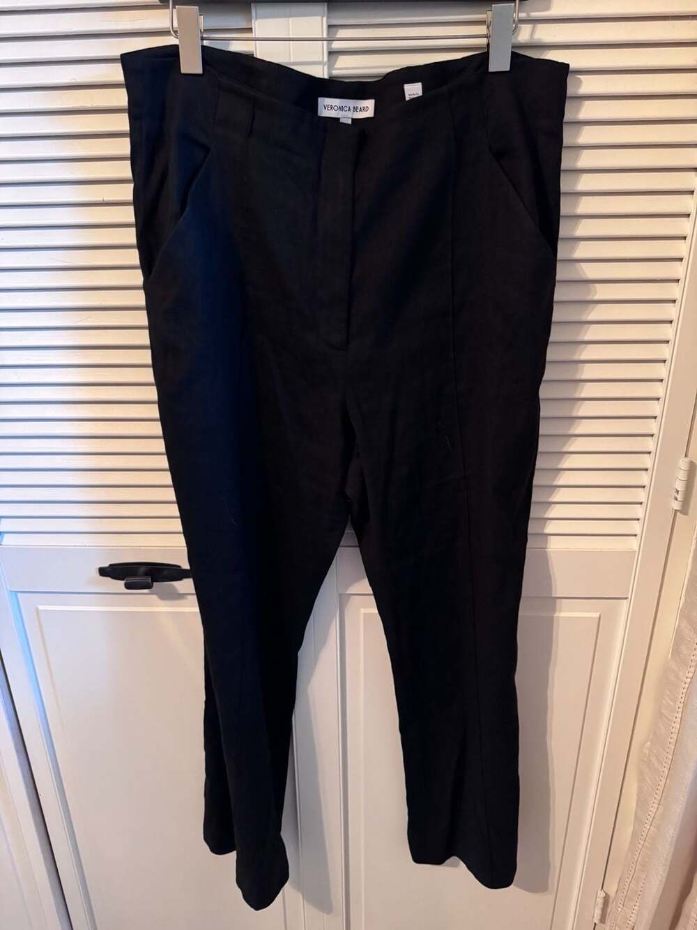 Veronica Beard Black Linen Blend Trousers Size 14